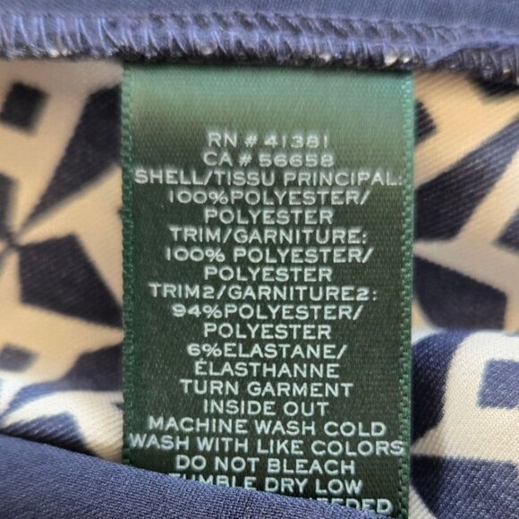 Ralph Lauren Womens Size 10 Geo Print Lounge Pants Elastic Waist Blue/White - Picture 8 of 8